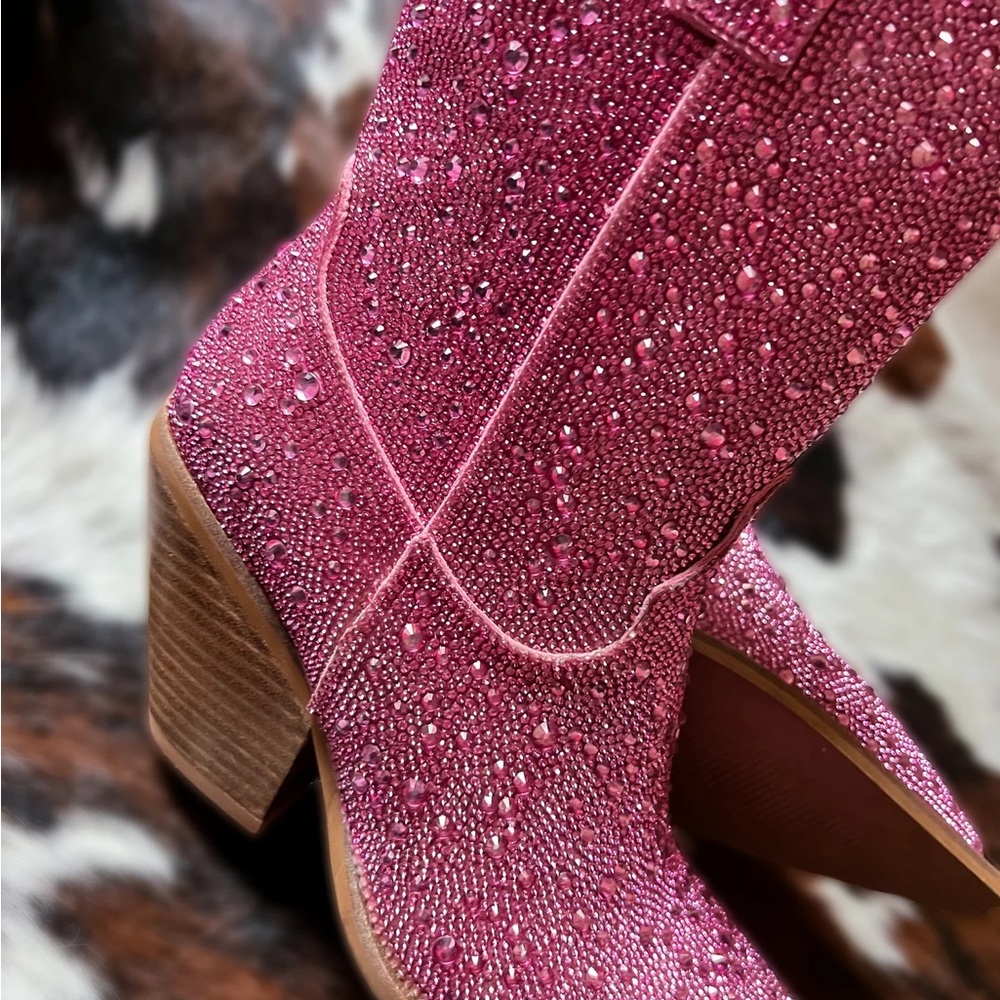 Pink Rhinestone Western Boots - Picture 4 of 10